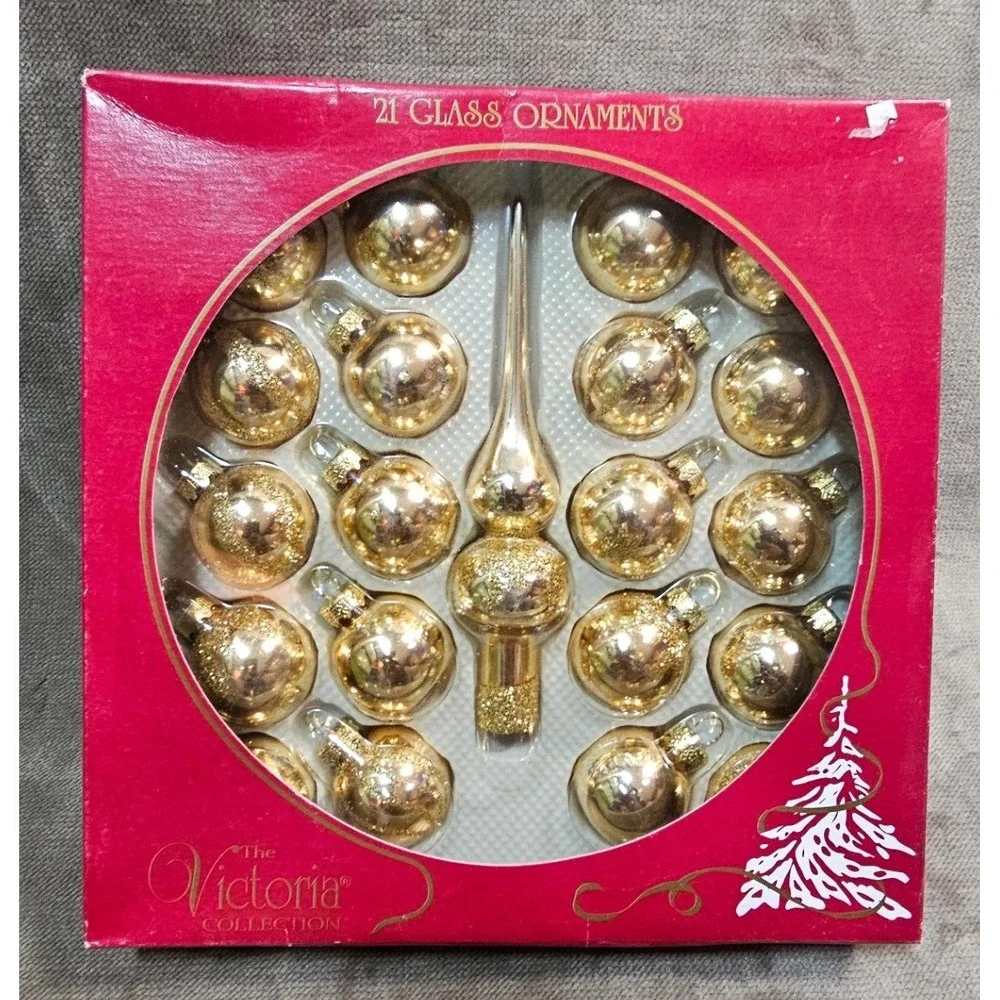 Lot VTG Mini Glass Christmas Ornaments Lot 5 Box Victoria Collection & Bradford